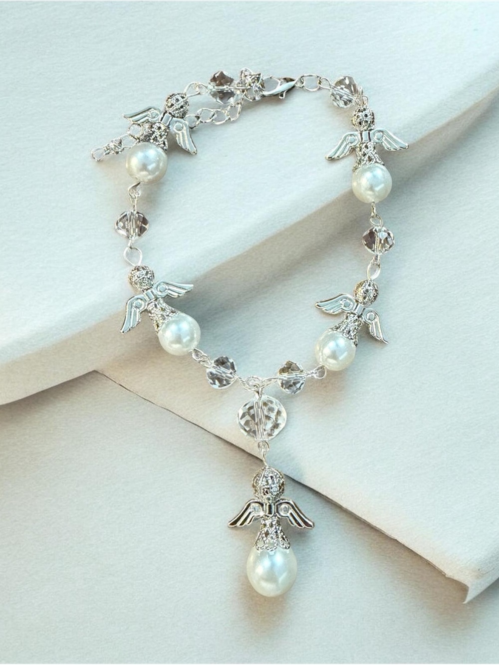 Adjustable Silver Angel Bracelet Memorial, Religious, Spiritual